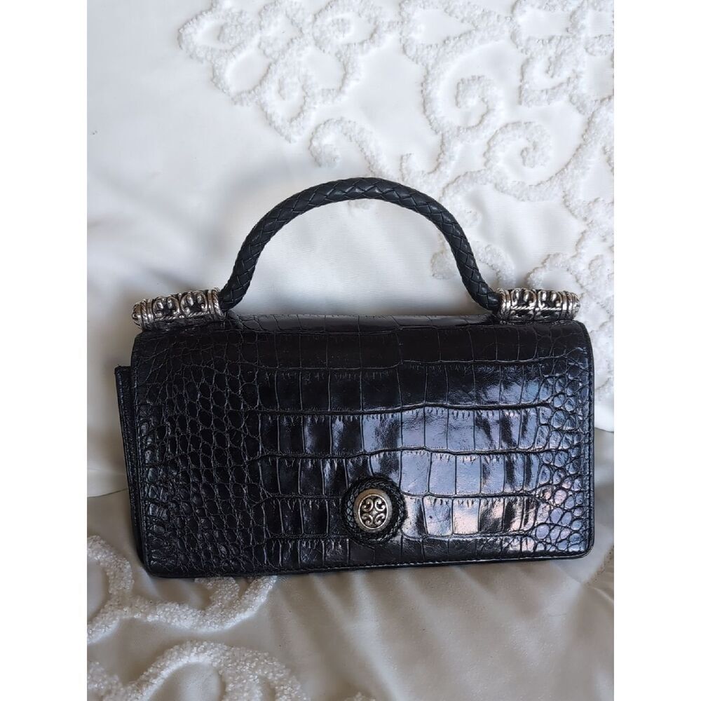 Brighton Celtic 🖤 Black Embossed Mini Croc Handbag Organizer/ Purse /Wallet